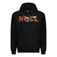 Black noel with sock and reindeer Premium Hoodie - AdoDesignShop