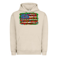 Pigment French Oak Christmas american flag Urban Hoodie - NancyCooperArtShop