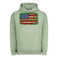 Pigment Oil Green Christmas american flag Urban Hoodie - NancyCooperArtShop
