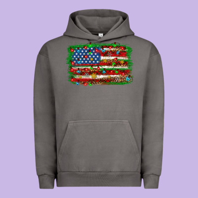 Christmas American Flag Urban Hoodie Designed By Nancycooperartshop