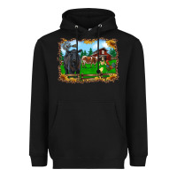 Black western barnyard black angus cattle longhorn rooster and chicks Heavyweight Hoodie - RanaPortraitStore