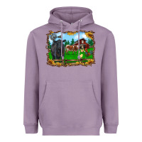 Lavender western barnyard black angus cattle longhorn rooster and chicks Heavyweight Hoodie - RanaPortraitStore