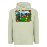 Matcha western barnyard black angus cattle longhorn rooster and chicks Heavyweight Hoodie - RanaPortraitStore