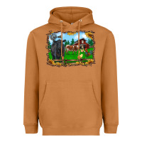 Meerkat western barnyard black angus cattle longhorn rooster and chicks Heavyweight Hoodie - RanaPortraitStore