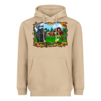 Mushroom western barnyard black angus cattle longhorn rooster and chicks Heavyweight Hoodie - RanaPortraitStore