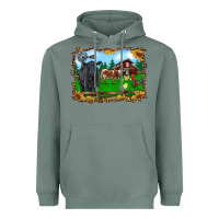 Sage western barnyard black angus cattle longhorn rooster and chicks Heavyweight Hoodie - RanaPortraitStore