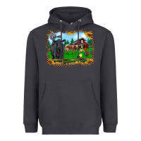 Smoke western barnyard black angus cattle longhorn rooster and chicks Heavyweight Hoodie - RanaPortraitStore