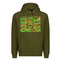 Army Green horseshoe shamrock leopard wood glitter background Premium Hoodie - Artiststas