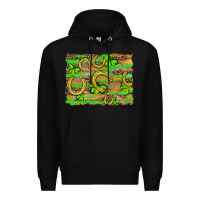 Black horseshoe shamrock leopard wood glitter background Premium Hoodie - Artiststas