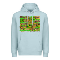 Blue Mist horseshoe shamrock leopard wood glitter background Premium Hoodie - Artiststas