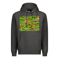 Horseshoe Shamrock Leopard Wood Glitter Background Premium Hoodie | Teevron