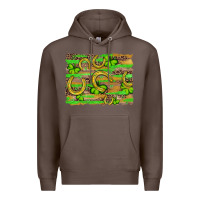 Coffee horseshoe shamrock leopard wood glitter background Premium Hoodie - Artiststas