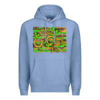 Colony Blue horseshoe shamrock leopard wood glitter background Premium Hoodie - Artiststas