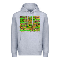 Heather Grey horseshoe shamrock leopard wood glitter background Premium Hoodie - Artiststas