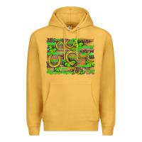 Mustard horseshoe shamrock leopard wood glitter background Premium Hoodie - Artiststas