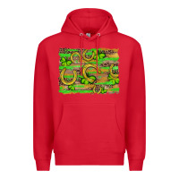 Red horseshoe shamrock leopard wood glitter background Premium Hoodie - Artiststas
