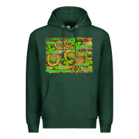 Sports Green horseshoe shamrock leopard wood glitter background Premium Hoodie - Artiststas