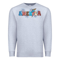 Heather Grey Lightning bolt with America Premium Sweatshirt - Neo Western