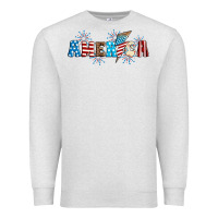 Oatmeal Heather Lightning bolt with America Premium Sweatshirt - Neo Western