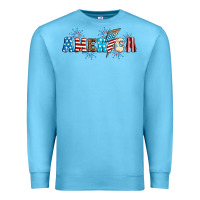 Ocean Blue Lightning bolt with America Premium Sweatshirt - Neo Western