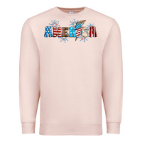 Pale Pink Lightning bolt with America Premium Sweatshirt - Neo Western