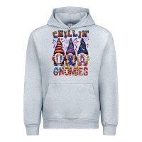 Heather Grey Chilling with my gnomies with usa Urban Hoodie - NancyCooperArtShop