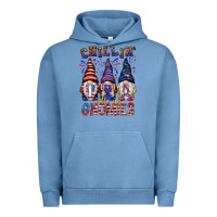 Pigment Pebble Blue Chilling with my gnomies with usa Urban Hoodie - NancyCooperArtShop