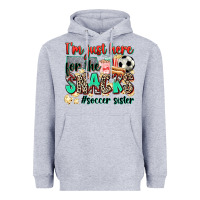 Heather Grey i'm just here for the snacks #soccer sister Heavyweight Hoodie - Zillion Design Studio