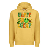 Antique Gold happy go lucky  with coin and shamrock Premium Hoodie - Artiststas