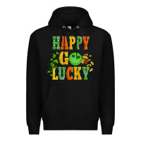 Black happy go lucky  with coin and shamrock Premium Hoodie - Artiststas