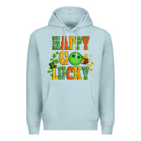 Blue Mist happy go lucky  with coin and shamrock Premium Hoodie - Artiststas