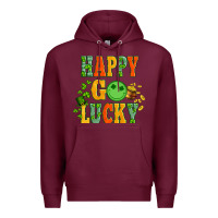 Burgundy happy go lucky  with coin and shamrock Premium Hoodie - Artiststas