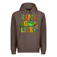 Coffee happy go lucky  with coin and shamrock Premium Hoodie - Artiststas