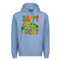 Colony Blue happy go lucky  with coin and shamrock Premium Hoodie - Artiststas