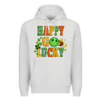 Dove Grey happy go lucky  with coin and shamrock Premium Hoodie - Artiststas