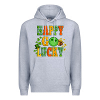 Heather Grey happy go lucky  with coin and shamrock Premium Hoodie - Artiststas