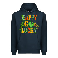 Navy happy go lucky  with coin and shamrock Premium Hoodie - Artiststas