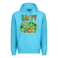 Ocean Blue happy go lucky  with coin and shamrock Premium Hoodie - Artiststas