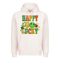 Pale Pink happy go lucky  with coin and shamrock Premium Hoodie - Artiststas
