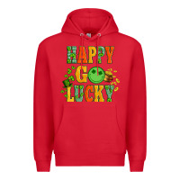 Red happy go lucky  with coin and shamrock Premium Hoodie - Artiststas