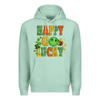 Seafoam happy go lucky  with coin and shamrock Premium Hoodie - Artiststas