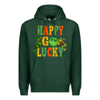 Sports Green happy go lucky  with coin and shamrock Premium Hoodie - Artiststas