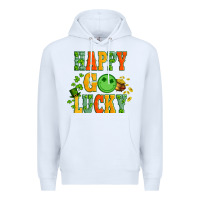 White happy go lucky  with coin and shamrock Premium Hoodie - Artiststas
