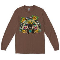 Chestnut suffolk ewe front sunflowers rainbow Long Sleeve Tee - BarkalooDesign