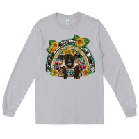 Moon Dust suffolk ewe front sunflowers rainbow Long Sleeve Tee - BarkalooDesign