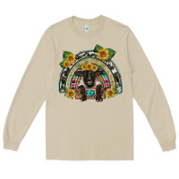 Mushroom suffolk ewe front sunflowers rainbow Long Sleeve Tee - BarkalooDesign