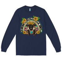 Navy suffolk ewe front sunflowers rainbow Long Sleeve Tee - BarkalooDesign