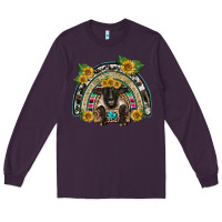 Plum suffolk ewe front sunflowers rainbow Long Sleeve Tee - BarkalooDesign