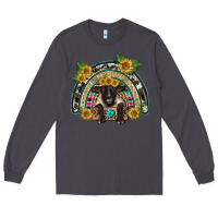 Smoke suffolk ewe front sunflowers rainbow Long Sleeve Tee - BarkalooDesign