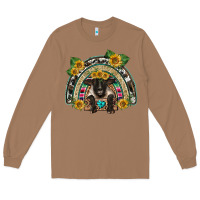 Toasted Coconut suffolk ewe front sunflowers rainbow Long Sleeve Tee - BarkalooDesign